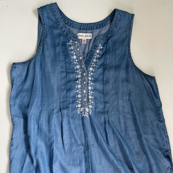 Knox Rose Denim Chambray Embroidery Tunic XXL - Picture 4 of 6